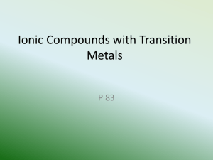 Naming Ionic Compounds with Transition Metals