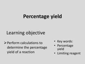 Percentage Yield Calculations Chemistry Worksheet