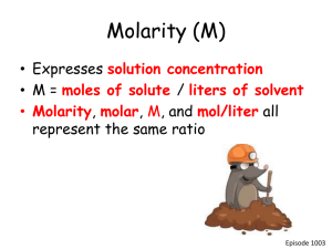Molarity & Colligative Properties Chemistry Presentation