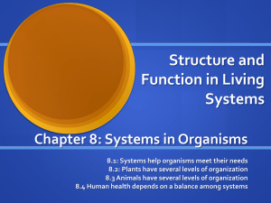 PowerPoint Presentation - Structure and Function in Living Systems