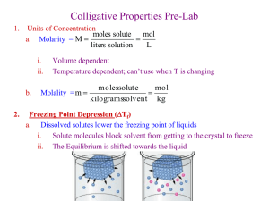 Colligative Properties Pre-Lab: Freezing Point Depression