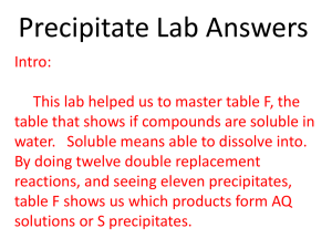 Precipitate Lab Answers: Solubility & Reactions