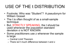 USE OF THE t DISTRIBUTION