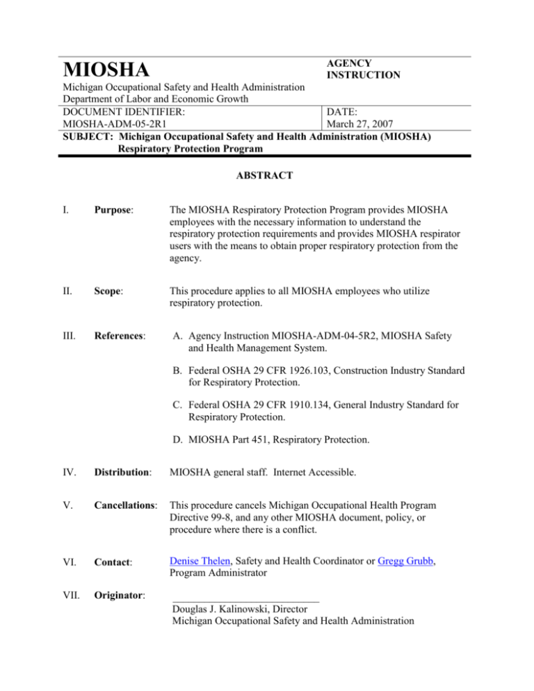 (MIOSHA) Respiratory Protection Program