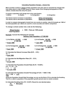 Population Math Review - ANSWER KEY