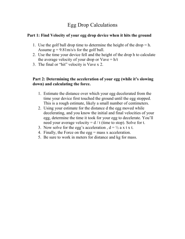 Egg Drop Calculations