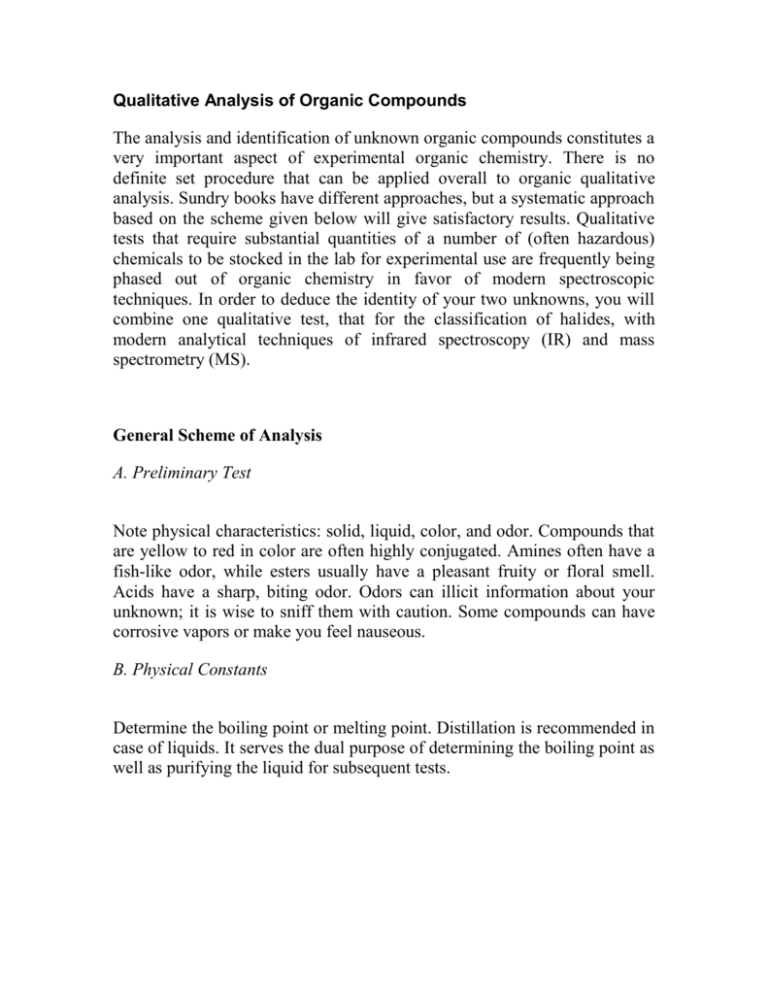 Qualitative Analysis Of Organic Compounds