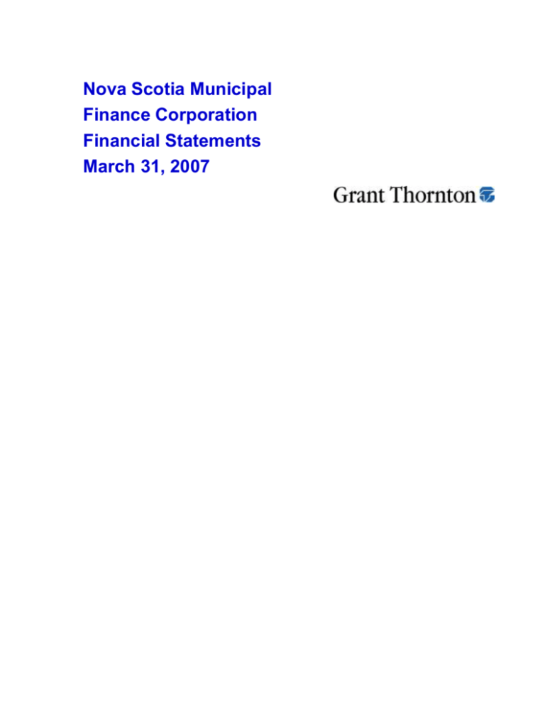 Nova Scotia Municipal Finance Corporation