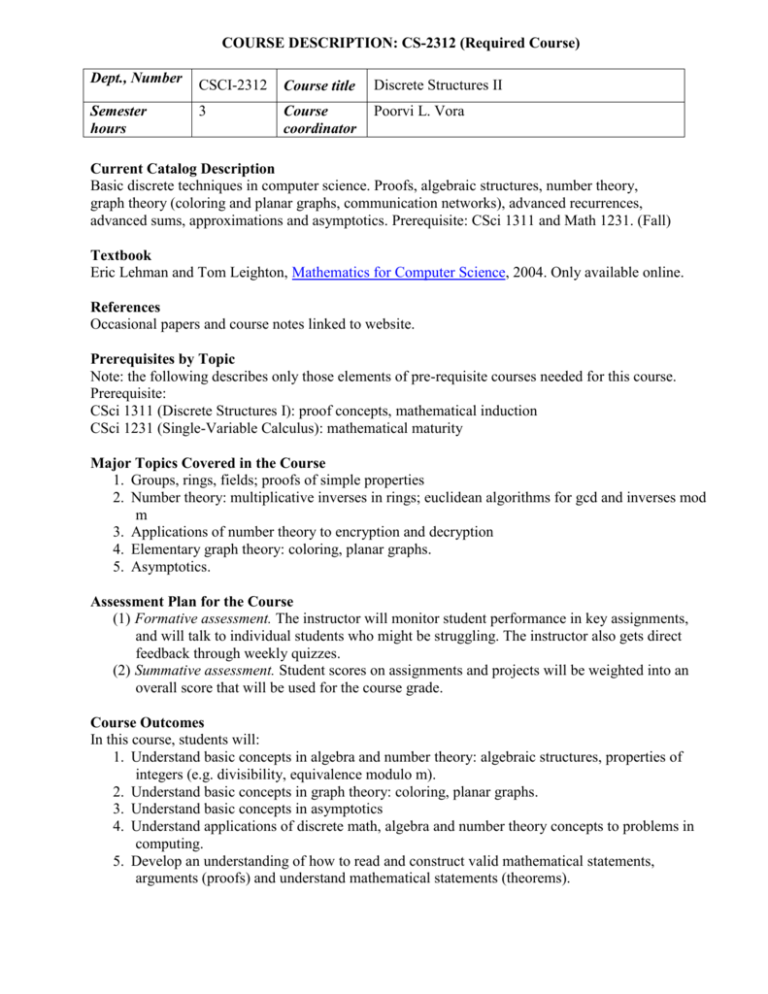 COURSE DESCRIPTION CS124 (Elective Course)