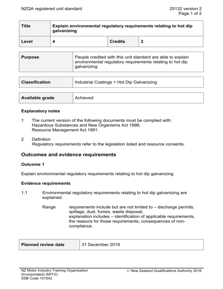 25132 Explain environmental regulatory requirements