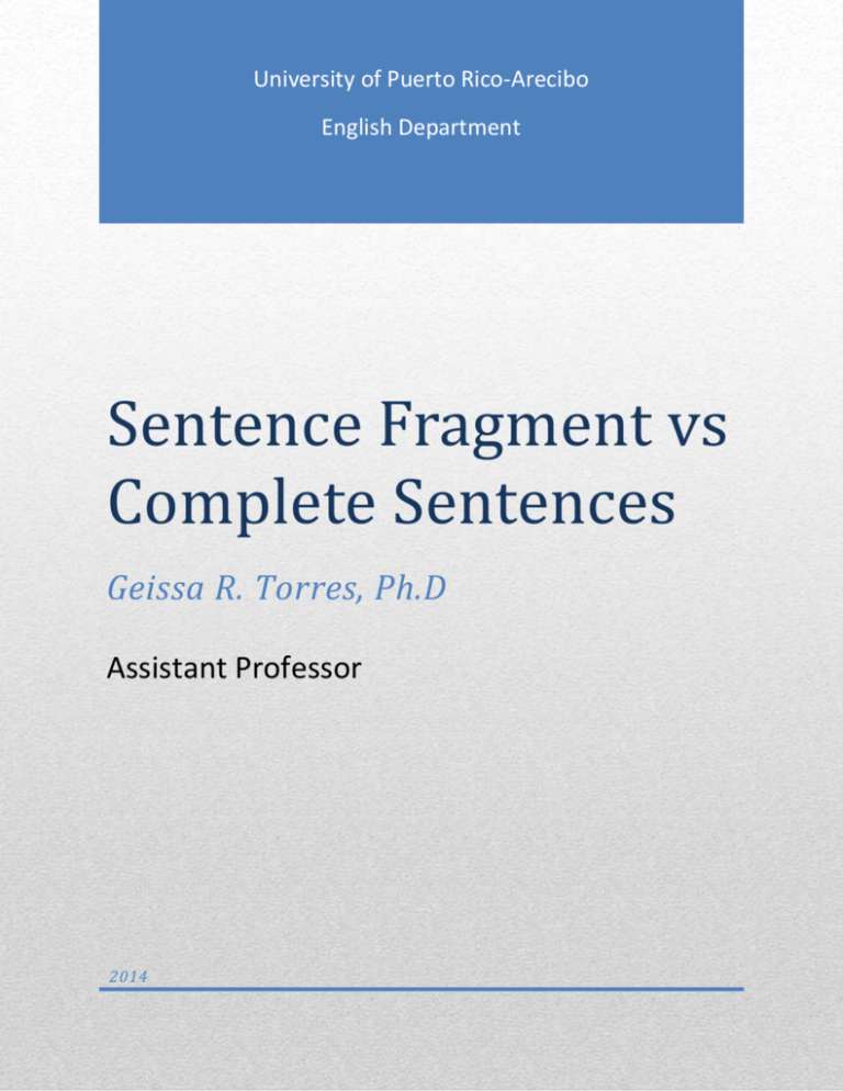 Sentence Fragment Vs Complete Sentences