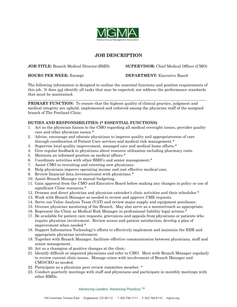 THE PORTLAND CLINIC Medical Group Management Association