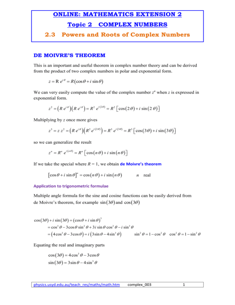 Mathematics Extension 2 Complex Numbers