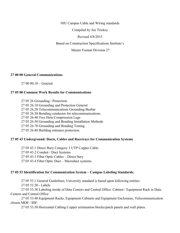 Campus Cable Wiring Standards