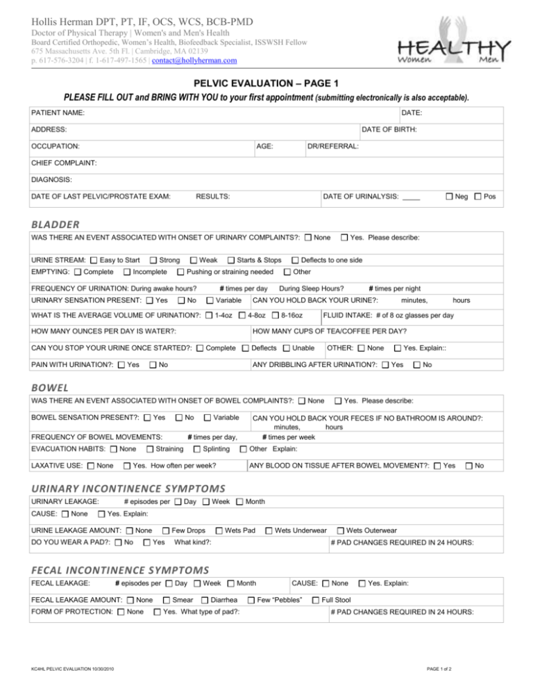 urinary incontinence symptoms