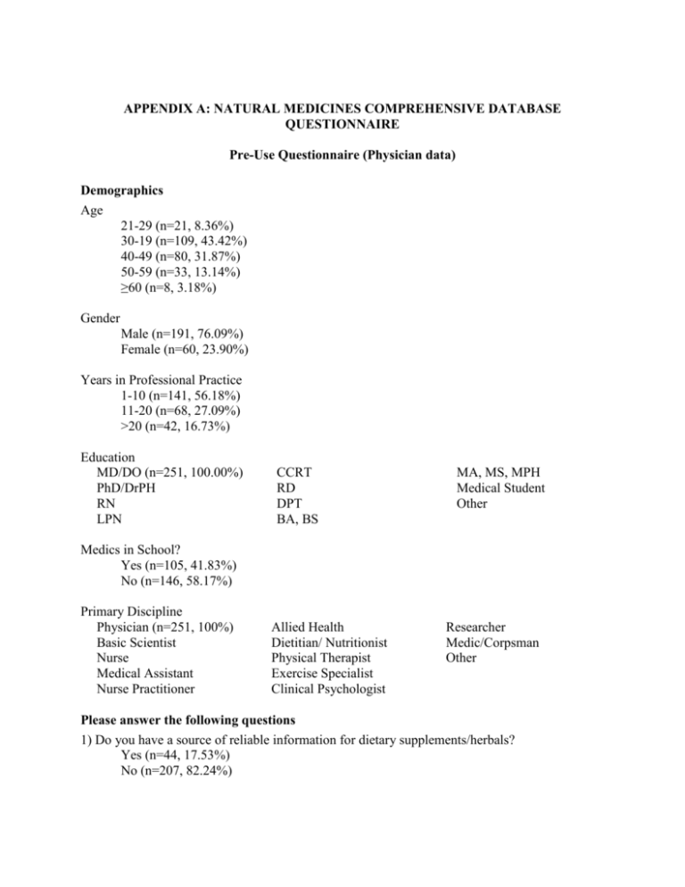 APPENDIX A Natural Medicines Comprehensive Database