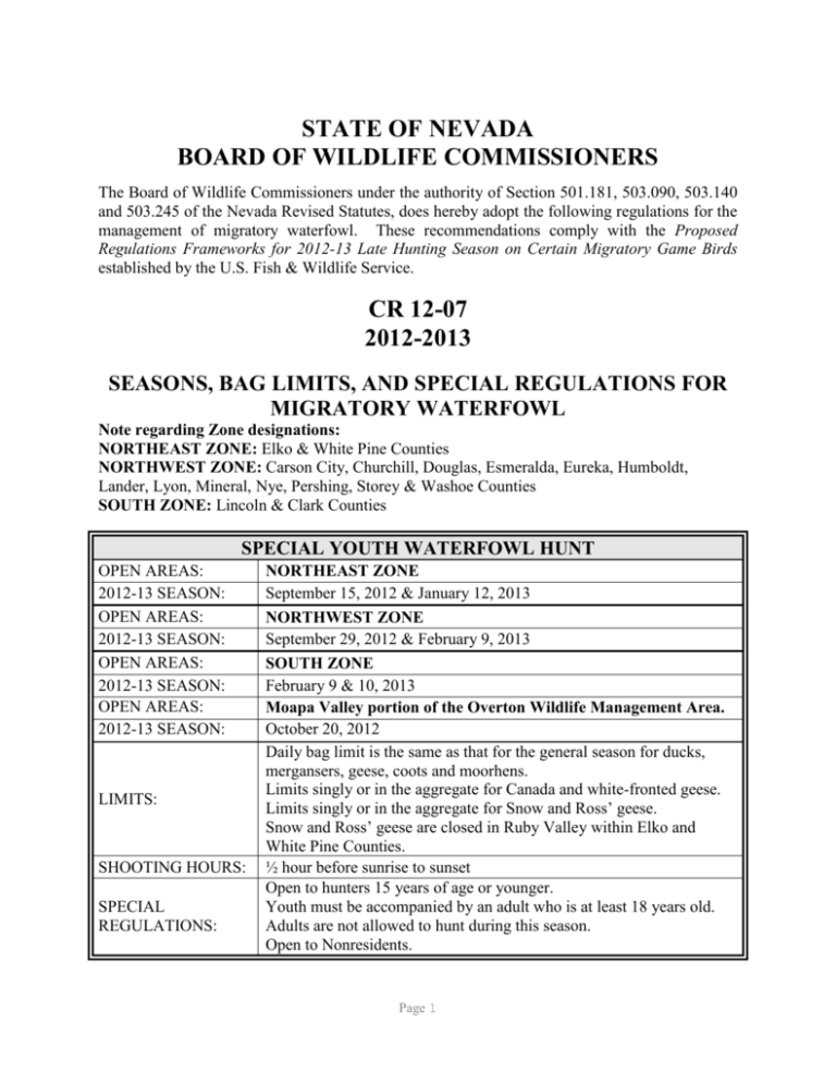 STATE OF NEVADA Nevada Department Of Wildlife STATE OF NEVADA Nevada Department Of Wildlife