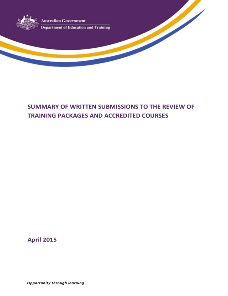 Review of Training Packages and Accredited Courses