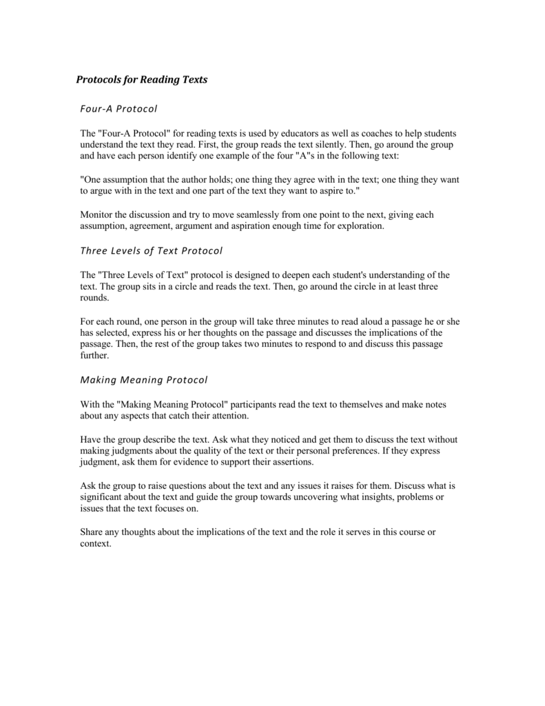 Protocols For Reading Texts