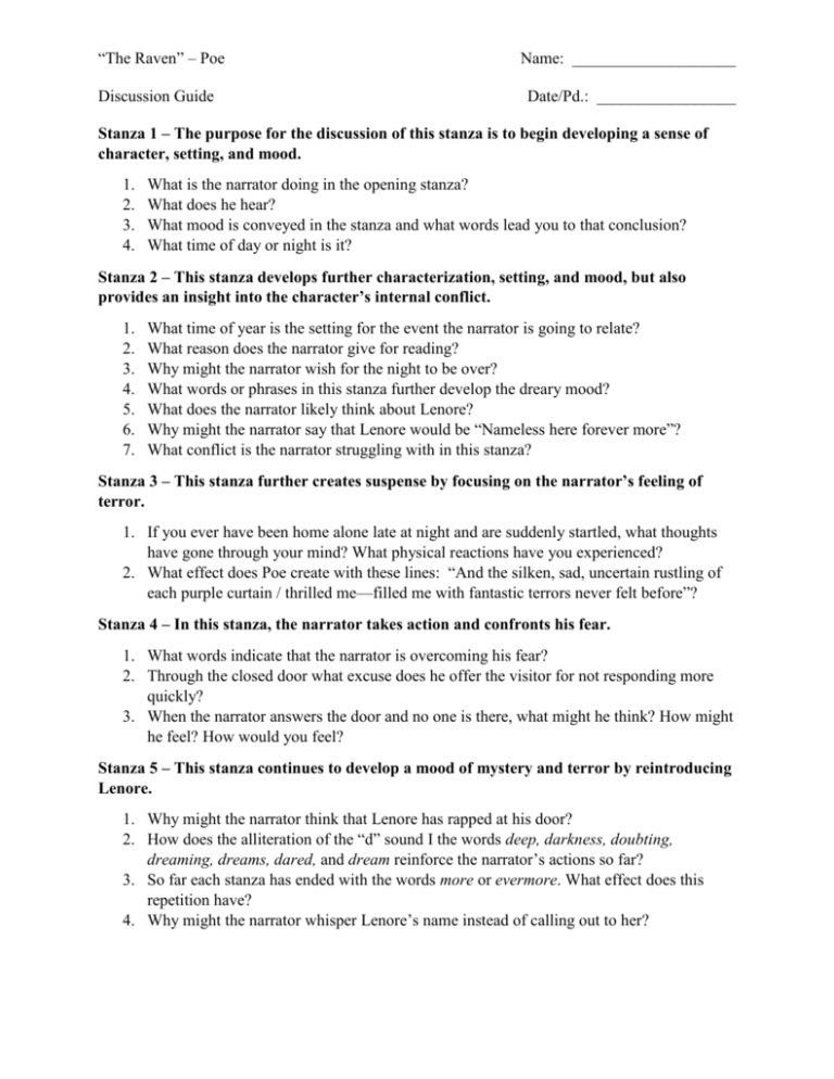 "The Raven" Study Questions