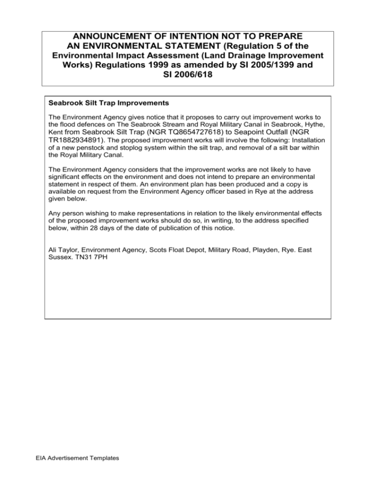 Seabrook land drainage environmental impact assessment