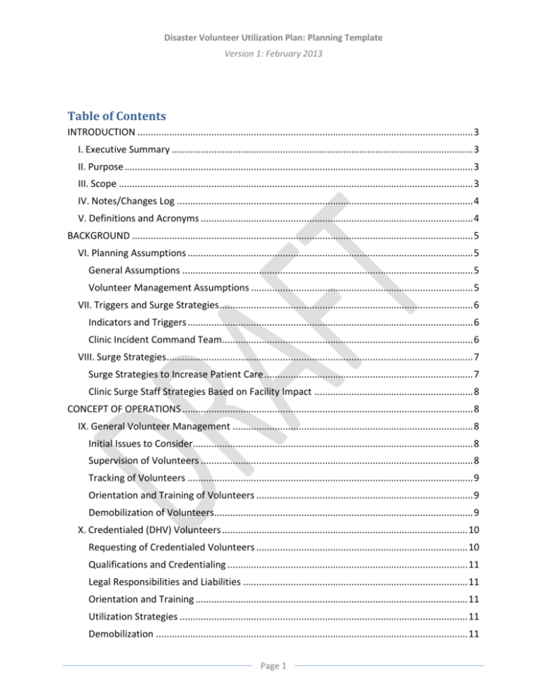 Disaster Volunteer Toolkit, Pt.2 Planning Template