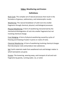 Rocks and Weathering Worksheet