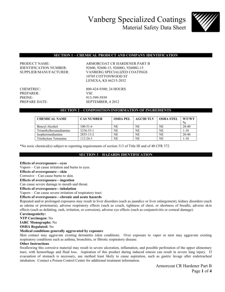 Section 1 Chemical Product And Company Identification 4789