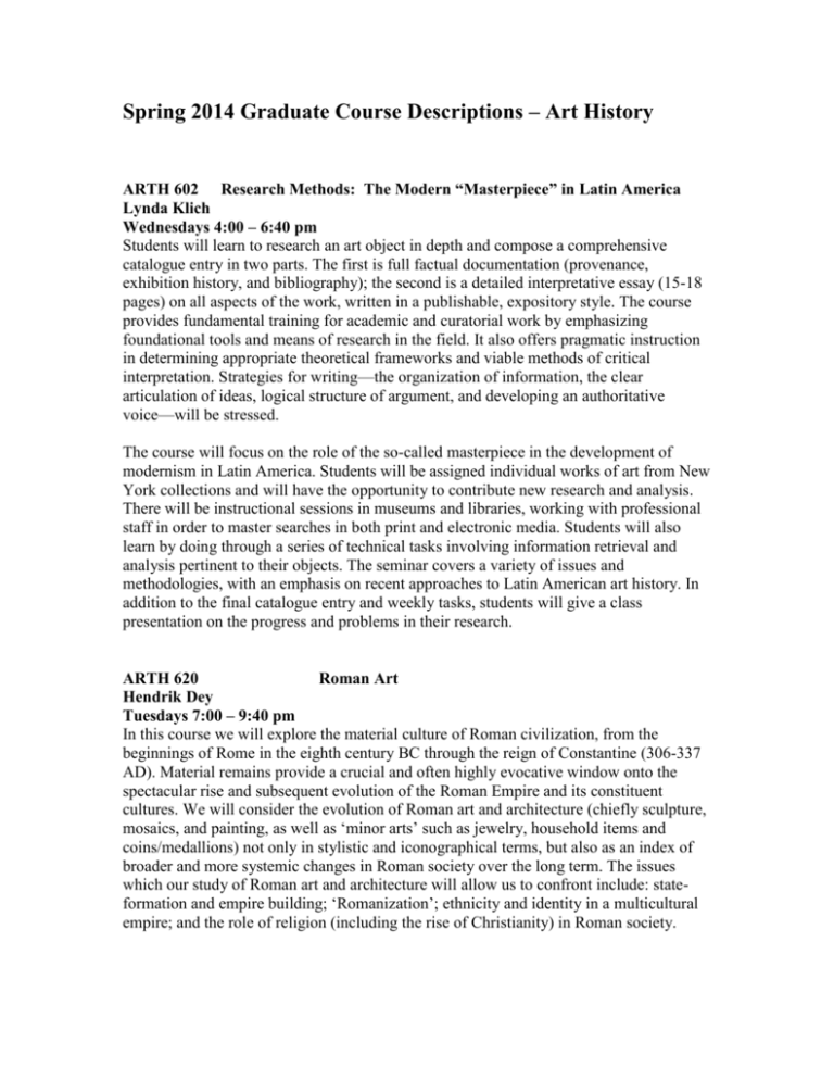 Graduate Art History Course Descriptions