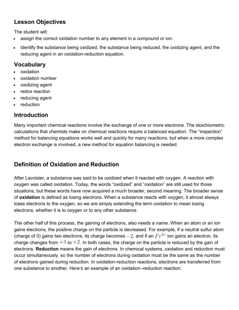Redox Reaction Notes