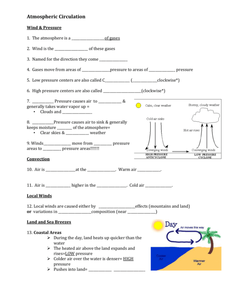 05 LS Note taking Worksheet For Atmospheric Circulation