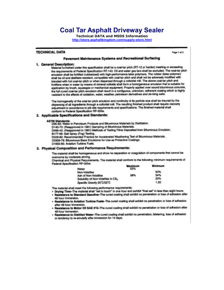 Coal Tar Asphalt Driveway Sealer