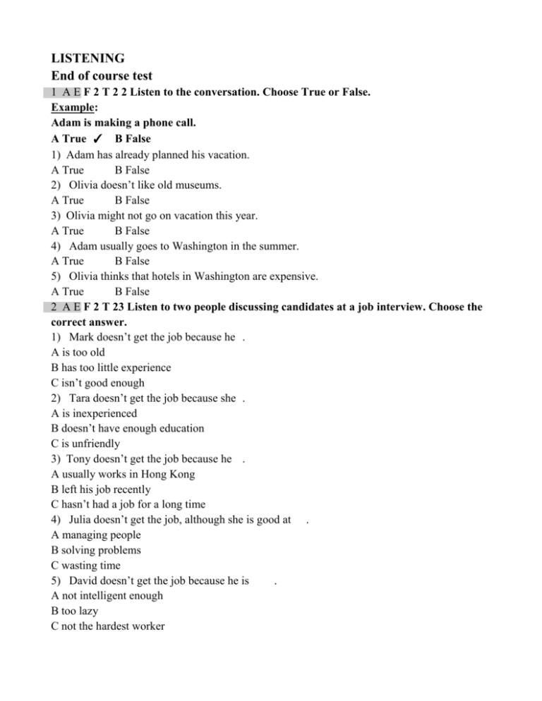 2 AEF 2 T 11 Listen To Five Conversations. Match The Speakers