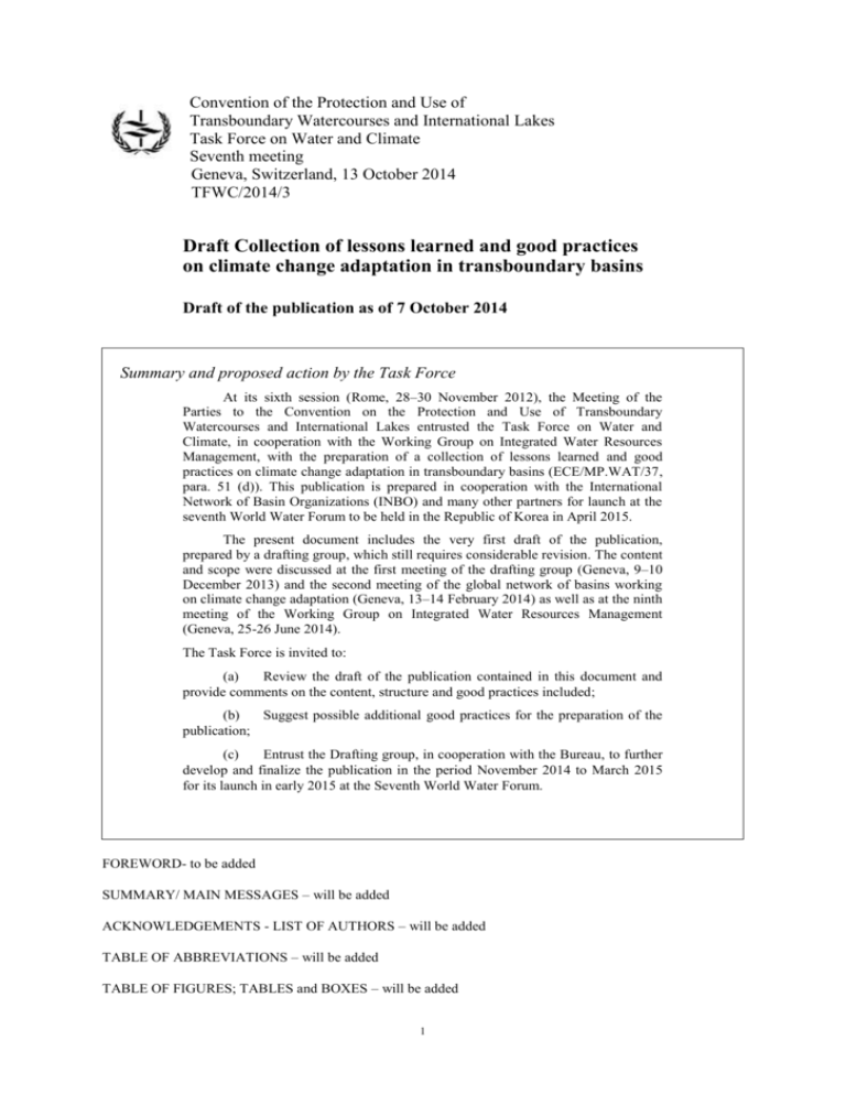 Draft Collection of lessons learned and good practices on
