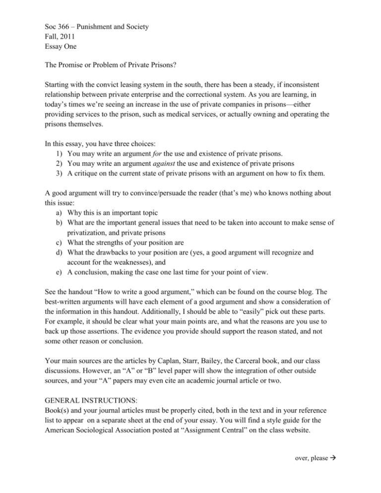 The Promise or Problem of Private Prisons