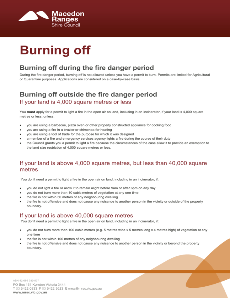 Burning off information for new farmers