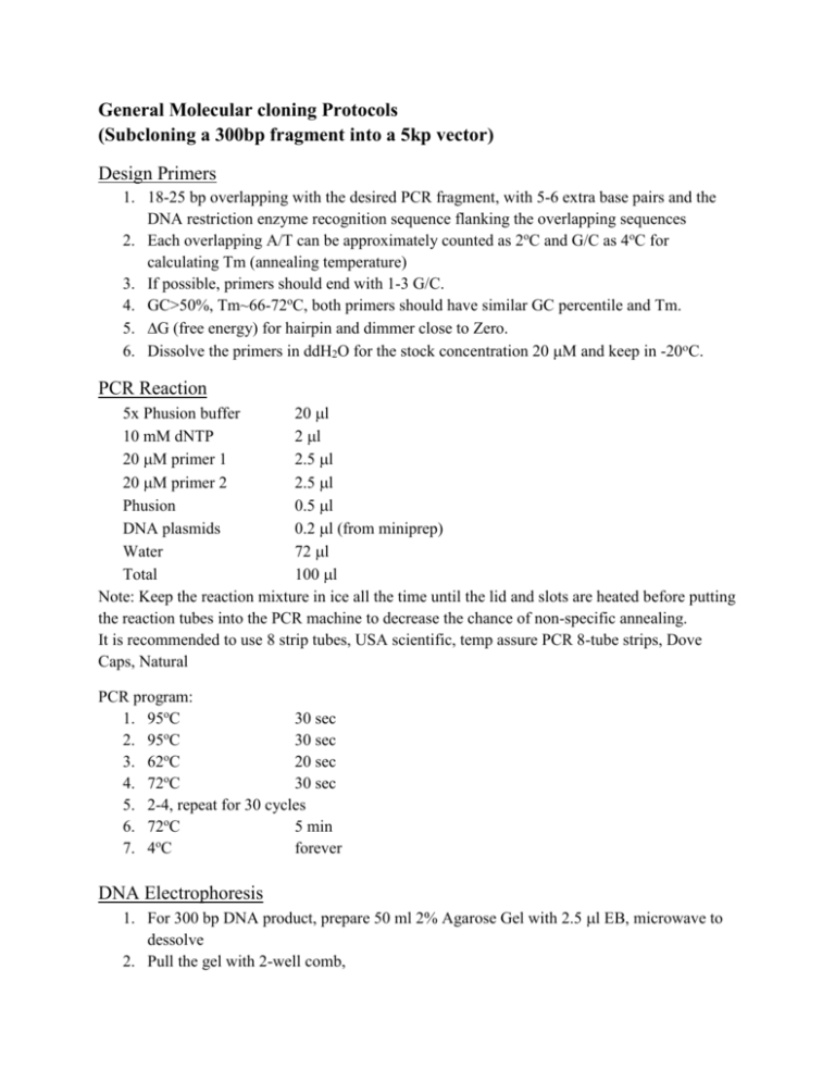 general Molecular cloning Protocols