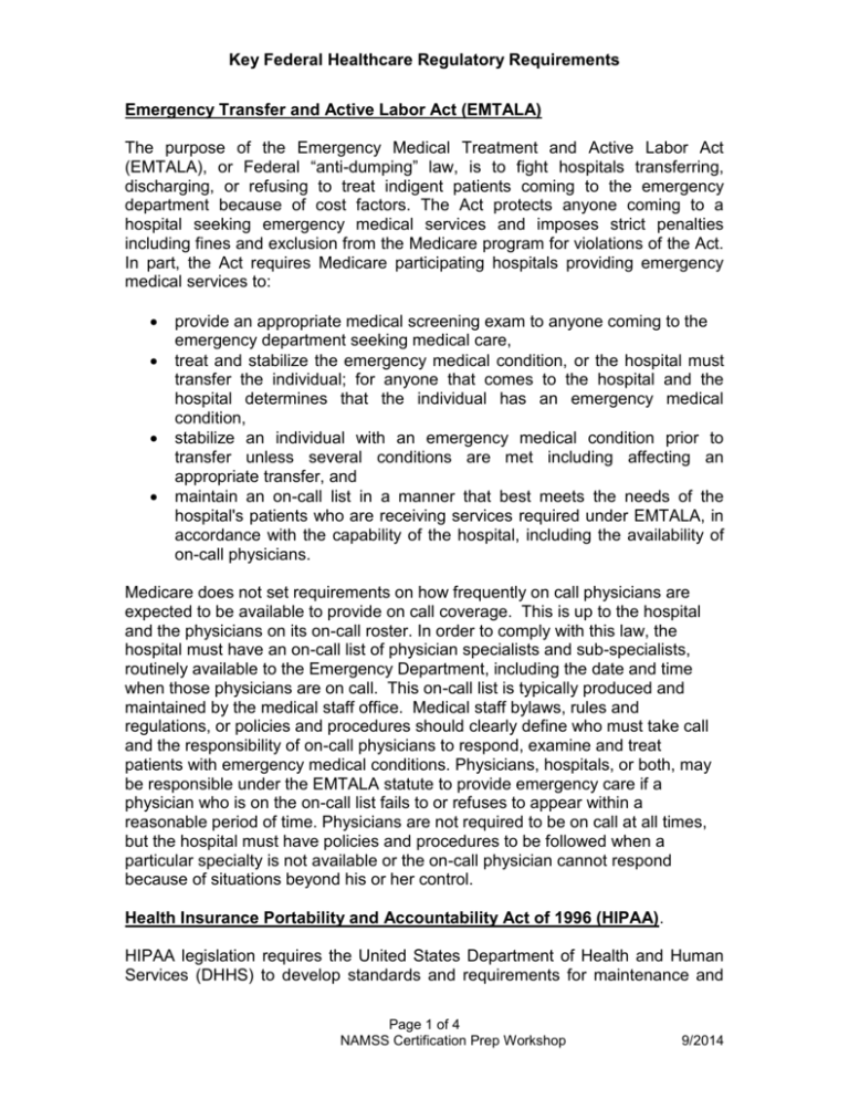 Healthcare Regulatory Requirements