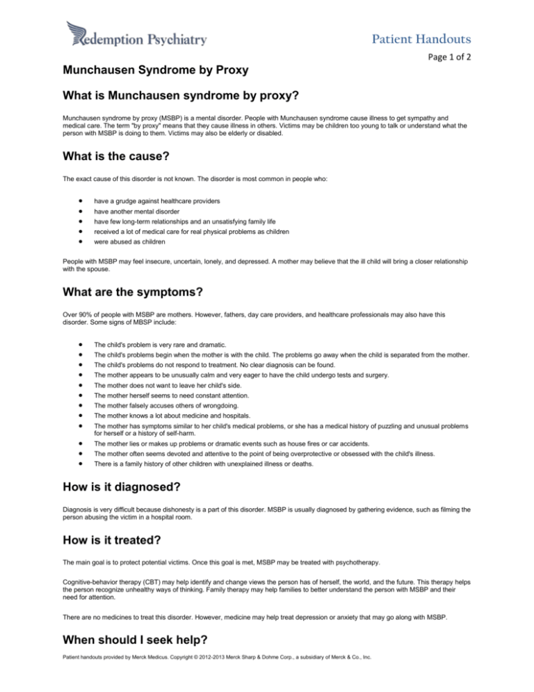 Munchausen Syndrome by Proxy