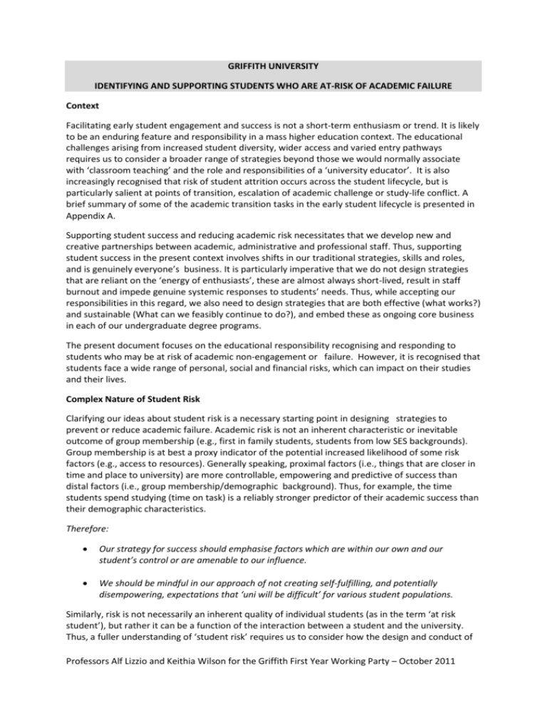Identifying and Supporting Students At Risk