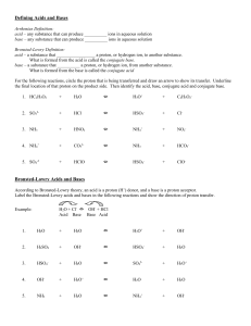 CONJUGATE ACID-BASE PAIRS Name