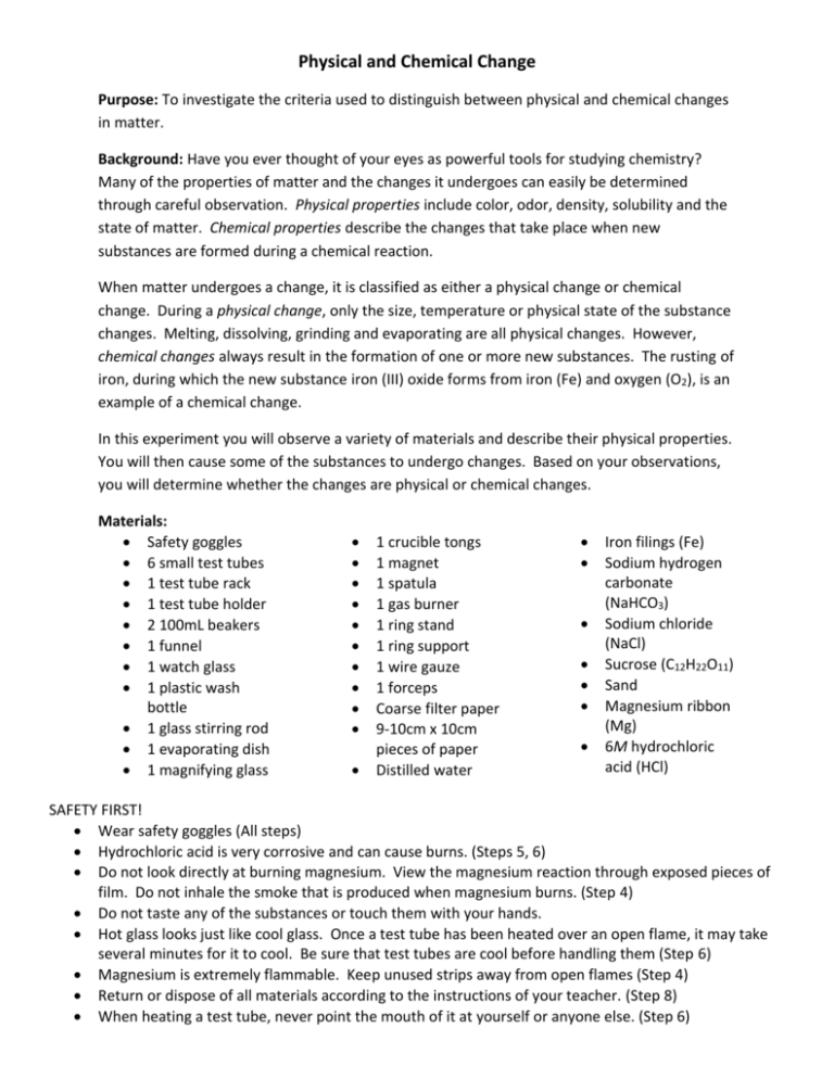 Physical And Chemical Change