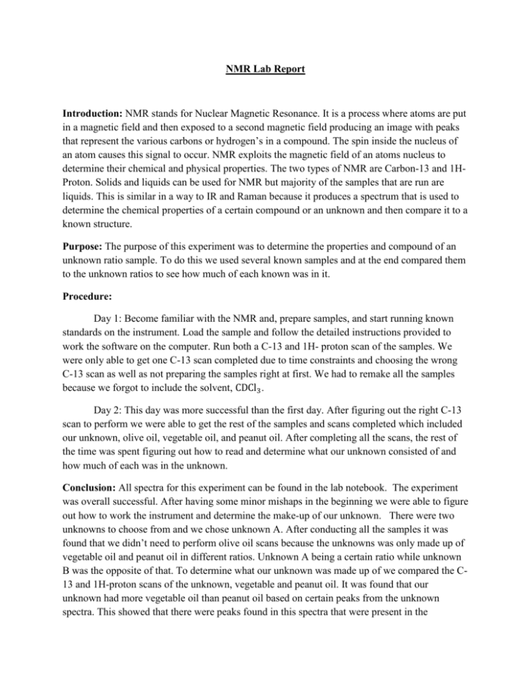NMR Lab Report