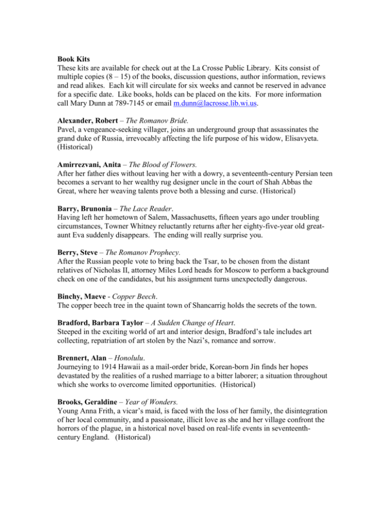 Book Kits La Crosse Public Library