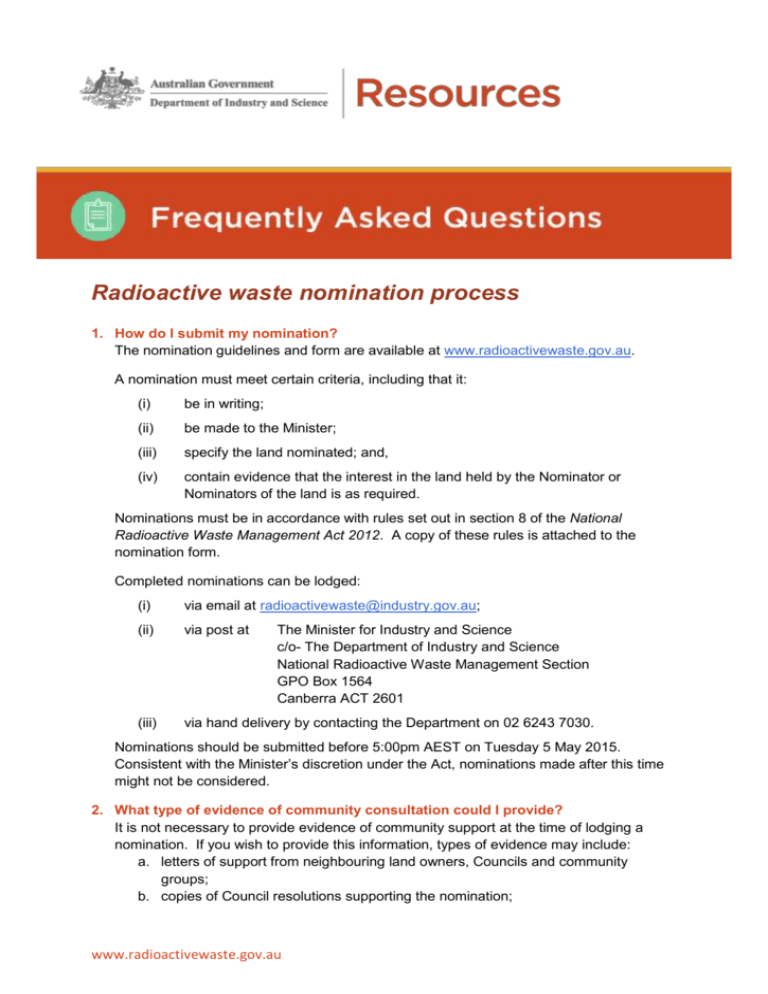Word 115KB National Radioactive Waste Management Facility