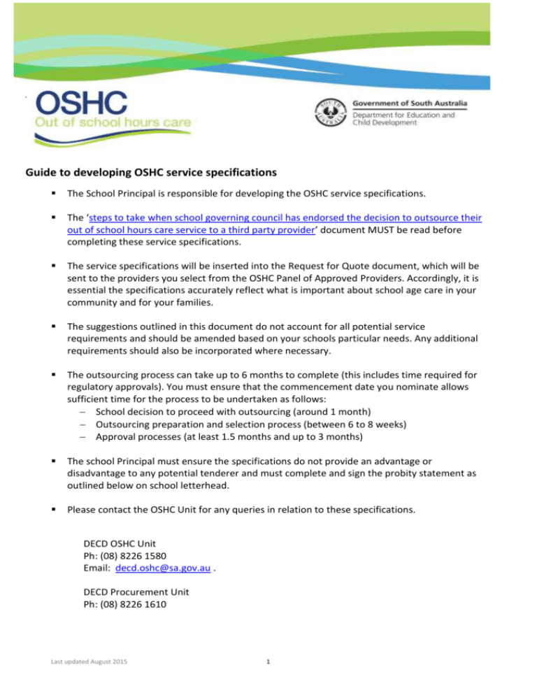 Guide to developing OSHC service specifications
