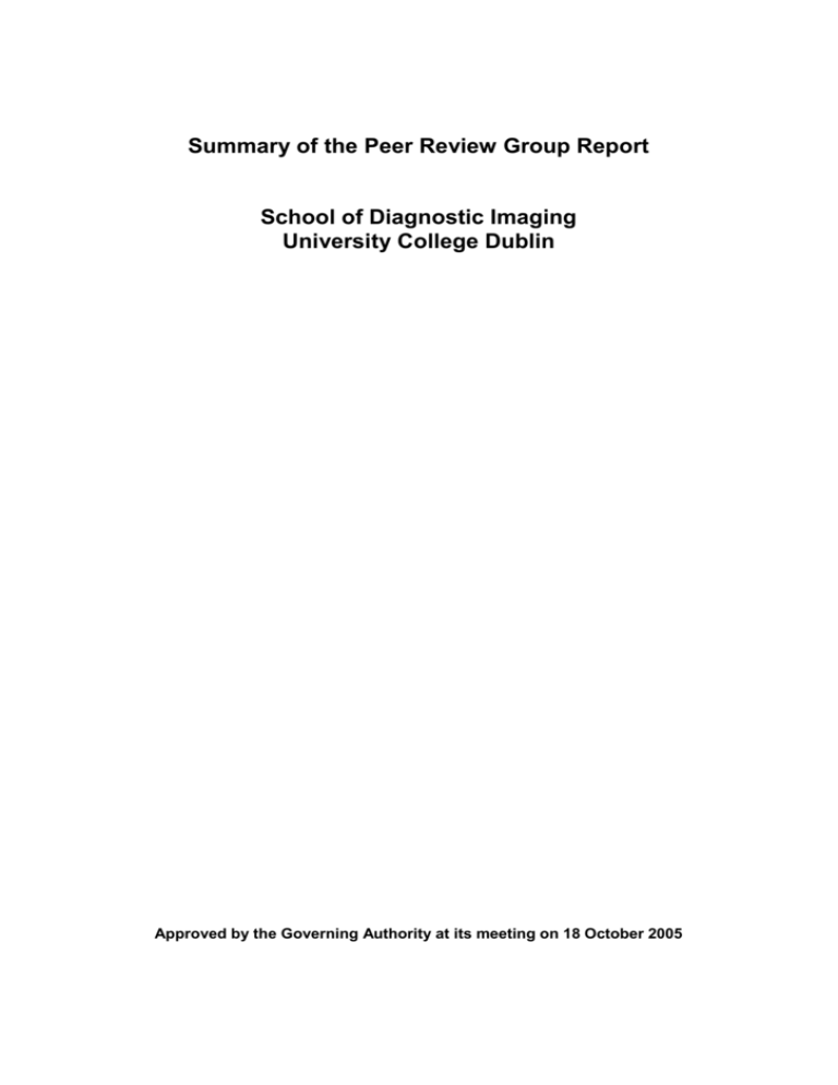 Summary of the Peer Review Group Report