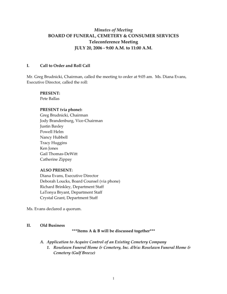 BOARD OF FUNERAL DIRECTORS AND EMBALMERS