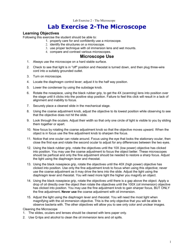 Lab Exercise 2The Microscope