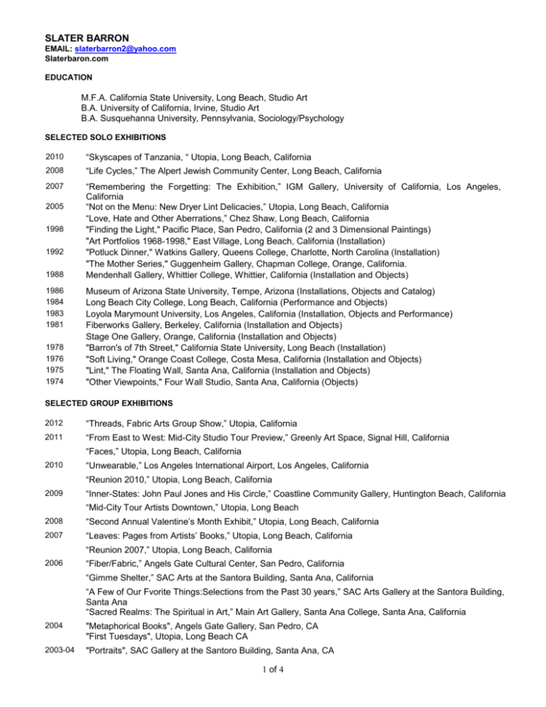 Resume Slater Barron